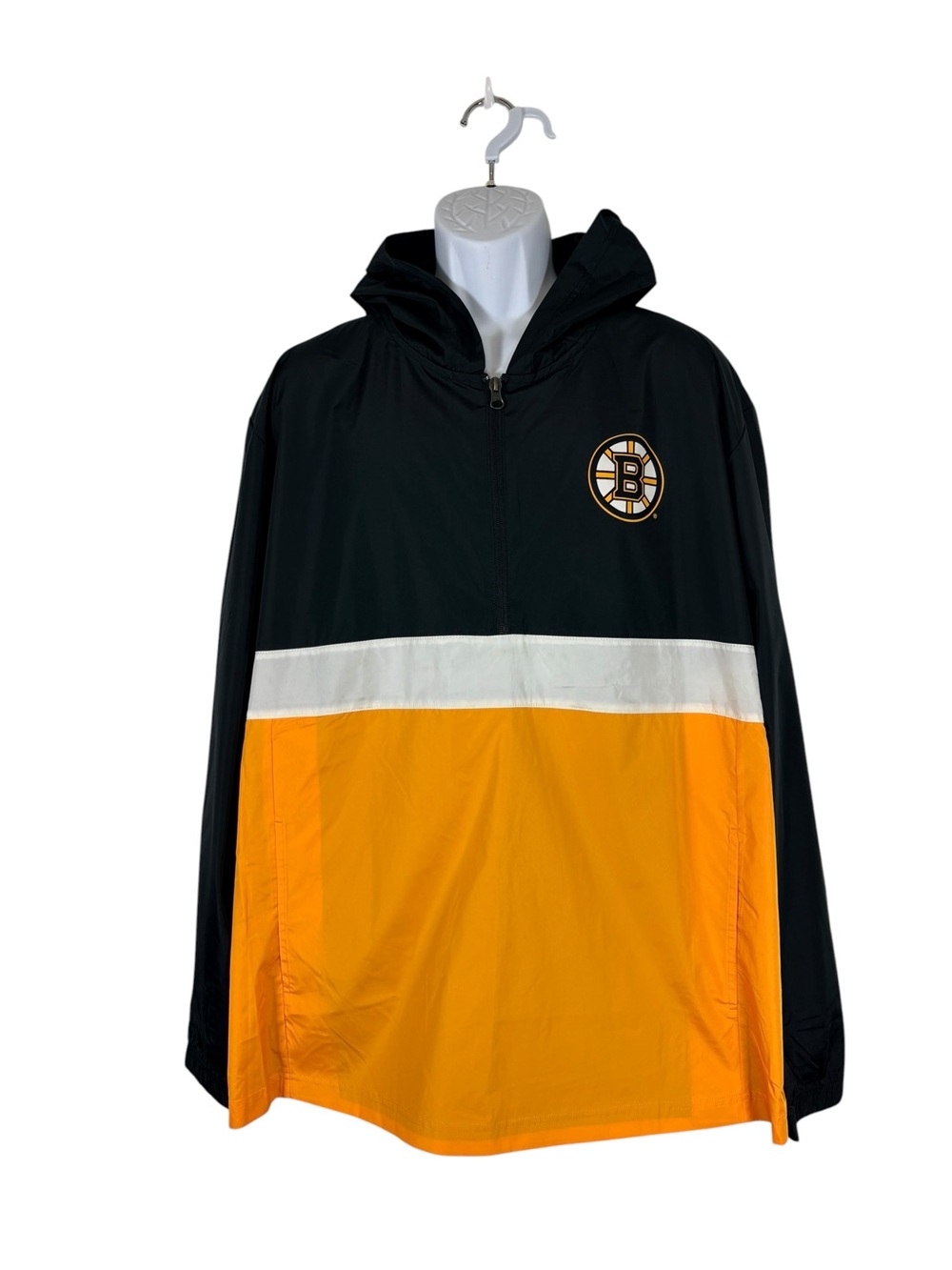 NWT Boston Bruins Fanatics NHL Hooded Windbreaker Jacket Black Gold White SzXL